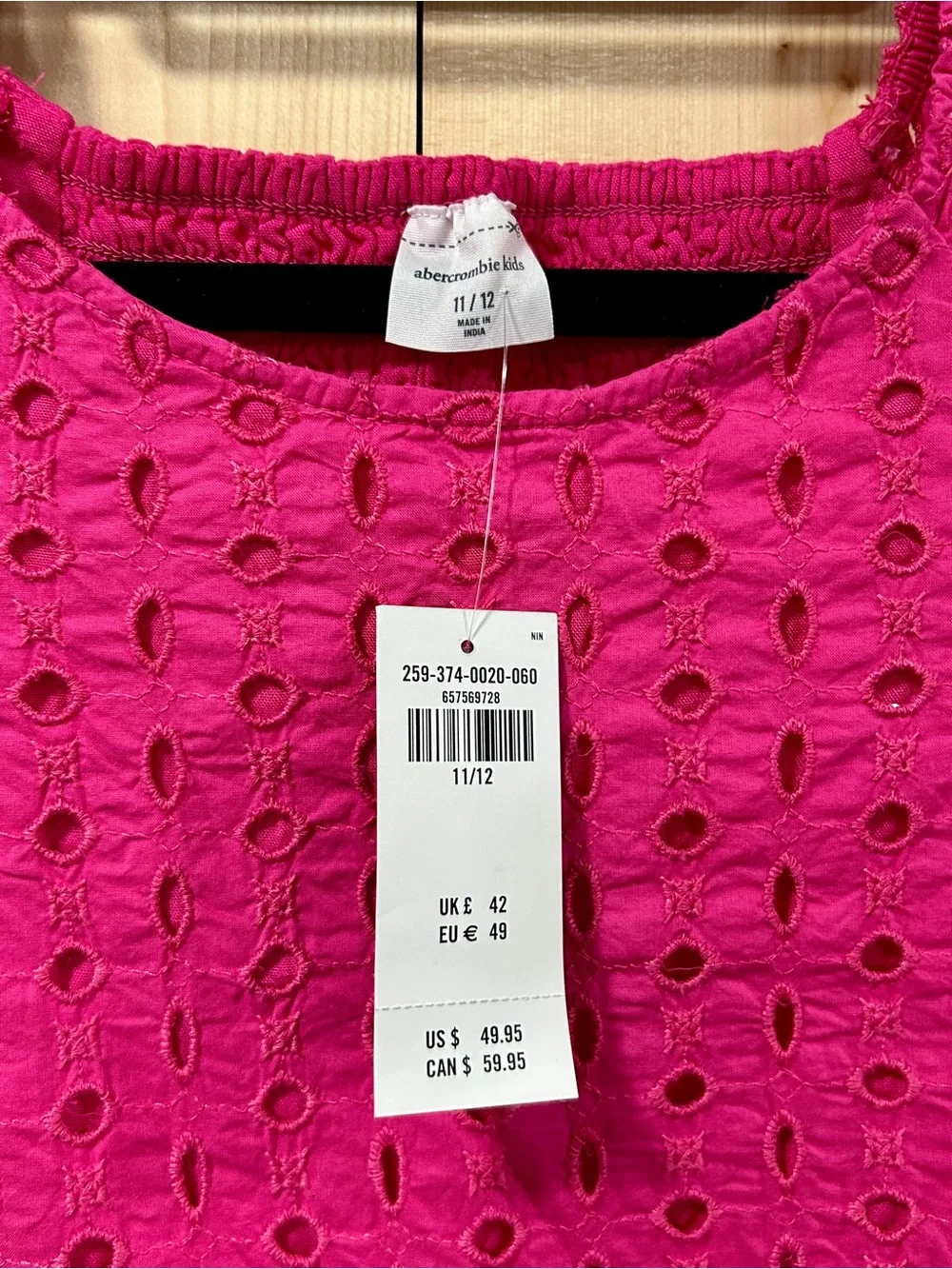 Abercrombie Kids Pink Cotton Eyelet Dress NWT Size 11/12